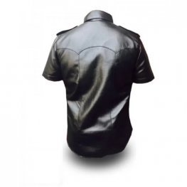 Mens Very Hot Genuine Black & Red Leather Shirt