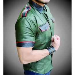 Mens Very Hot Genuine Green Leather Shirt