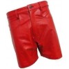 Men Casual Outwear Real Sheepskin Red Leather Shorts 