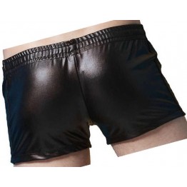 Men Sexy Hot Real Sheepskin Black Leather Shorts 