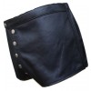 Men Snap Button Fly Real Sheepskin Black Leather Shorts 