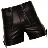 Men Unique Fashion Real Sheepskin Black Leather Shorts 