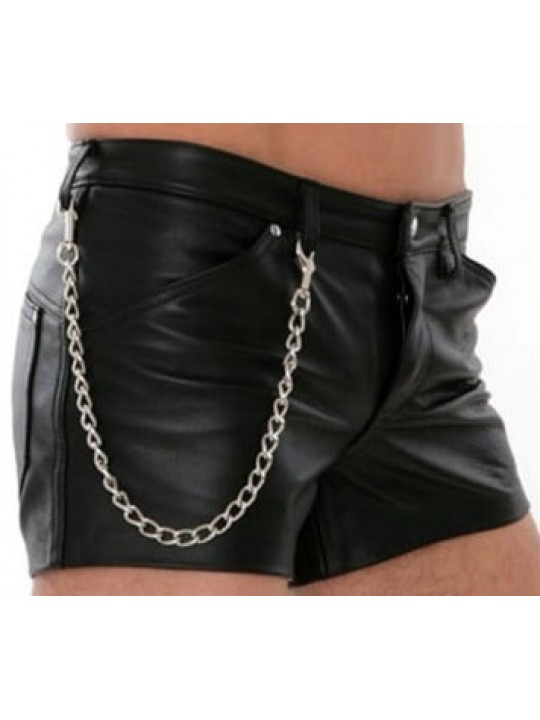 Mens Casual Wear Real Sheepskin Black Leather Shorts