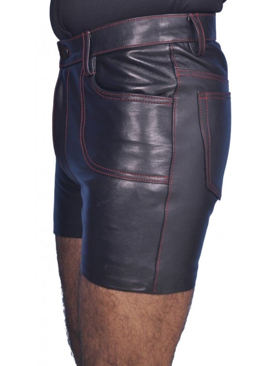 Mens Club Wear Real Sheepskin Navy Blue Leather Shorts