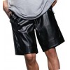 Mens Comfort Fit Real Sheepskin Black Leather Bermuda Shorts