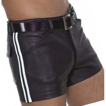 Mens Cool Look Real Sheepskin Black Leather Shorts 