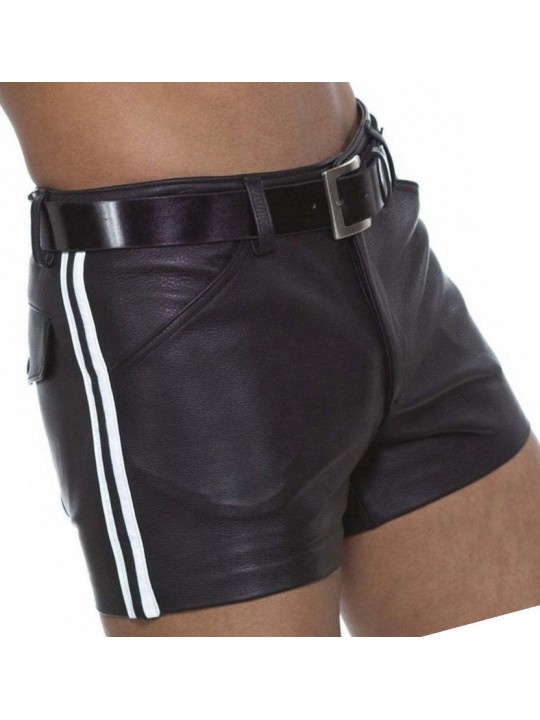 Mens Cool Look Real Sheepskin Black Leather Shorts