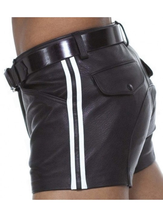 Mens Cool Look Real Sheepskin Black Leather Shorts
