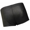 Mens Front Red Panel Real Sheepskin Black Leather Shorts