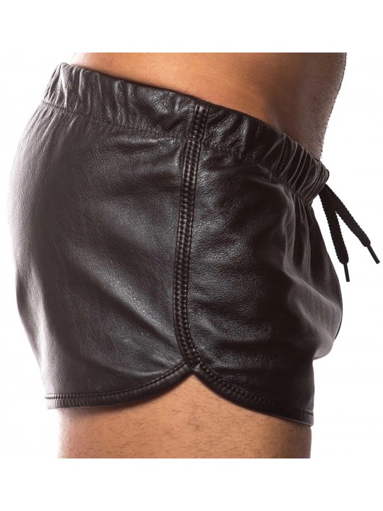 Mens Hot Real Sheepskin Dark Brown Leather Shorts