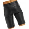 Mens  Knee Length Real Sheepskin Black Leather Shorts