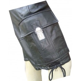 Mens Stylish Real Sheepskin Black Leather Cargo Shorts