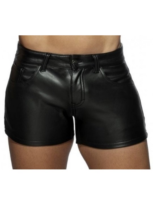 Mens Summer Special Real Sheepskin Black Leather Shorts