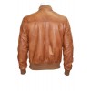 Mens Retro Classic Stylish Rock Tan Leather Bomber Jacket