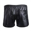 Mens Black Leather Short Pants with Pocket  