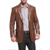Mens Branded Genuine Lambskin Brown Leather Blazer