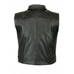 Mens Casual Motorbike Black Leather Waistcoat Vest