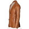 Mens Two Button Genuine Lambskin Brown Leather Blazer Coat