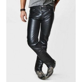 Mens Classic Style Custom Made Black Leather Pant