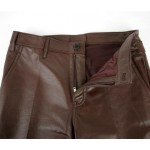 Stylish Fashion Mens Pure Brown Leather Pants Trouser