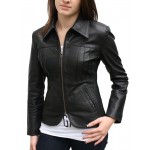 Unique Custom Made Real Lambskin Black Leather Jacket for Women