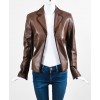 Vintage Brown Leather Blazer Outfit for Women