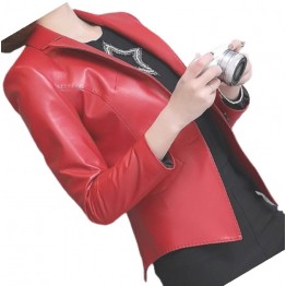 Womens Awesome Look Real Sheepskin Red Leather Blazer Coat