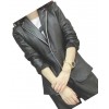 Womens Casual Outwear Real Sheepskin Black Leather Blazer Coat With Pants