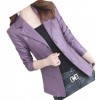 Womens Designer Real Sheepskin Purple Leather Blazer Coat
