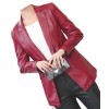 Womens Smart Look Real Sheepskin Red Leather Blazer Coat