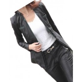 Womens Trendsetting Real Sheepskin Black Leather Blazer Coat