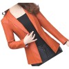 Womens Trendy Real Sheepskin Orange Leather Blazer Coat