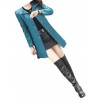 Womens Cool Fashion Real Lambskin Blue Long Leather Trench Coat