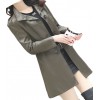 Womens Cool Fashion Real Lambskin Brown Long Leather Trench Coat