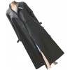 Womens Designer Real Lambskin Black Long Leather Trench Coat 