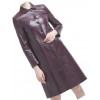 Womens Edgy Genuine Sheepskin Burgundy Long Leather Trench Coat