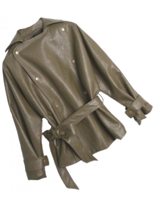 Womens Elegant New Fashion Genuine Sheepskin Brown Leather Jacket Coat