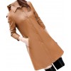 Womens Exceptional Fashion Genuine Sheepskin Brown Long Leather Trench Coat