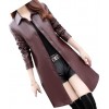 Womens Exceptional Fashion Genuine Sheepskin Burgundy Long Leather Trench Coat