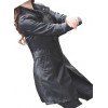 Womens Fabulous Real Lambskin Black Long Leather Trench Coat