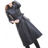 Womens Glamorous Real Lambskin Black Long Leather Trench Coat