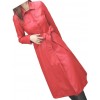 Womens Glamorous Real Lambskin Red Long Leather Trench Coat