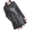 Womens Hooded Genuine Sheepskin Black Long Leather Trench Coat