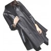 Womens Impressive Fashion Hooded Genuine Sheepskin Black Long Leather Trench Coat
