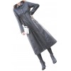 Womens New Outwear Real Lambskin Black Long Leather Trench Coat