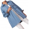 Womens Prominent Stylish Genuine Sheepskin Blue Long Leather Trench Coat