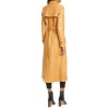 Womens  Real Lambskin Tan Long Leather Trench Coat