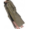 Womens Sophisticated Real Lambskin Olive Green Long Leather Trench Coat