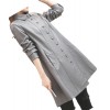 Womens Trendy Real Lambskin Gray Long Leather Trench Coat