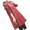 Womens Trendy Real Lambskin Red Long Leather Trench Coat